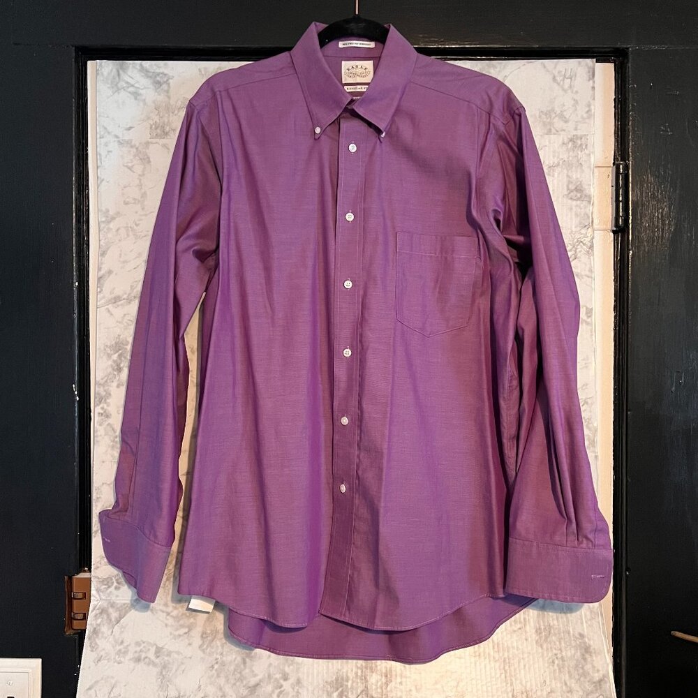 Men's Eagle Shirt 16.5-34/35 Purple‎ 100% Cotton Button Down Dress